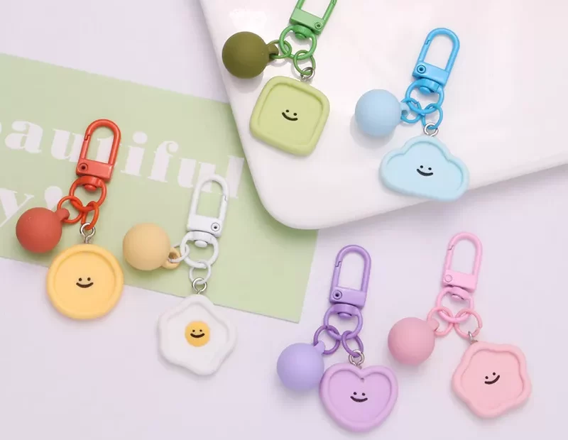 韓國ins笑臉櫻桃鑰匙扣可愛少女心掛飾耳機包配件
